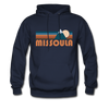 Missoula, Montana Hoodie - Retro Mountain Missoula Crewneck Hooded Sweatshirt - navy