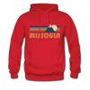 Missoula, Montana Hoodie - Retro Mountain Missoula Crewneck Hooded Sweatshirt - red