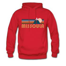 Missoula, Montana Hoodie - Retro Mountain Missoula Crewneck Hooded Sweatshirt - red