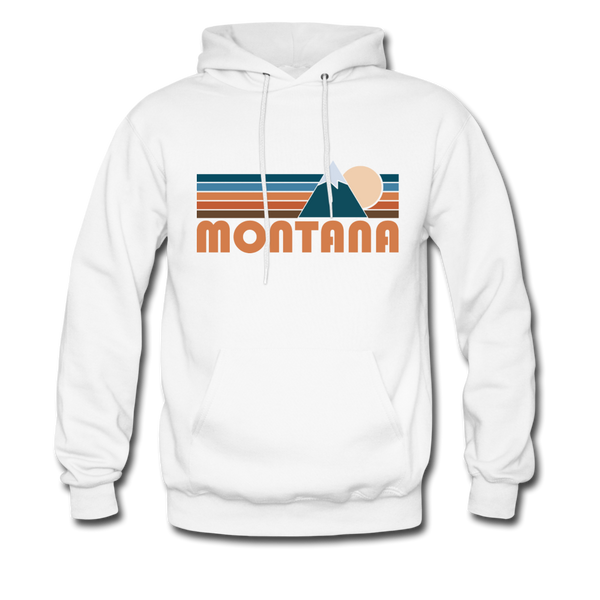Montana Hoodie - Retro Mountain Montana Crewneck Hooded Sweatshirt - white