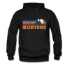 Montana Hoodie - Retro Mountain Montana Crewneck Hooded Sweatshirt - black