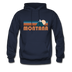 Montana Hoodie - Retro Mountain Montana Crewneck Hooded Sweatshirt - navy