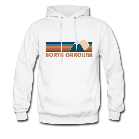 North Carolina Hoodie - Retro Mountain North Carolina Crewneck Hooded Sweatshirt - white