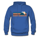 North Carolina Hoodie - Retro Mountain North Carolina Crewneck Hooded Sweatshirt - royal blue