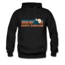North Carolina Hoodie - Retro Mountain North Carolina Crewneck Hooded Sweatshirt - black