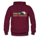 North Carolina Hoodie - Retro Mountain North Carolina Crewneck Hooded Sweatshirt - burgundy