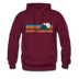 North Carolina Hoodie - Retro Mountain North Carolina Crewneck Hooded Sweatshirt - burgundy