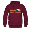 North Carolina Hoodie - Retro Mountain North Carolina Crewneck Hooded Sweatshirt - burgundy