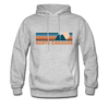 North Carolina Hoodie - Retro Mountain North Carolina Crewneck Hooded Sweatshirt - heather gray