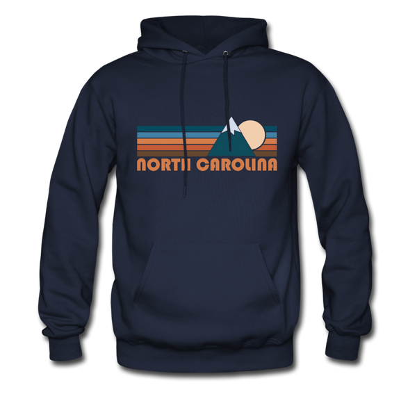 North Carolina Hoodie - Retro Mountain North Carolina Crewneck Hooded Sweatshirt - navy