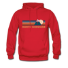 North Carolina Hoodie - Retro Mountain North Carolina Crewneck Hooded Sweatshirt - red