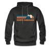 North Carolina Hoodie - Retro Mountain North Carolina Crewneck Hooded Sweatshirt - charcoal gray
