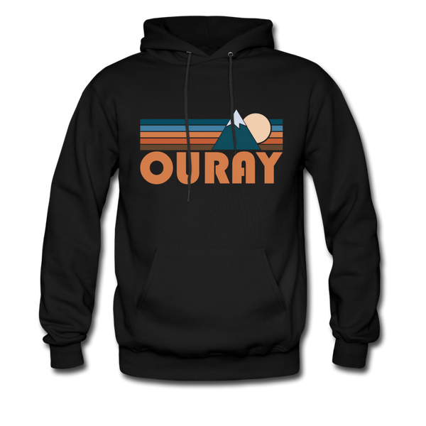 Ouray, Colorado Hoodie - Retro Mountain Ouray Crewneck Hooded Sweatshirt - black