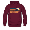 Ouray, Colorado Hoodie - Retro Mountain Ouray Crewneck Hooded Sweatshirt - burgundy