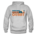 Ouray, Colorado Hoodie - Retro Mountain Ouray Crewneck Hooded Sweatshirt - heather gray