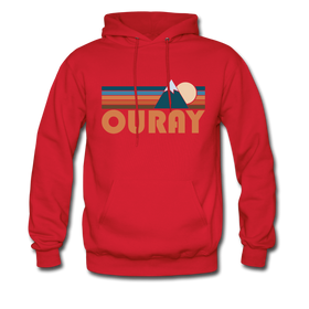 Ouray, Colorado Hoodie - Retro Mountain Ouray Crewneck Hooded Sweatshirt - red