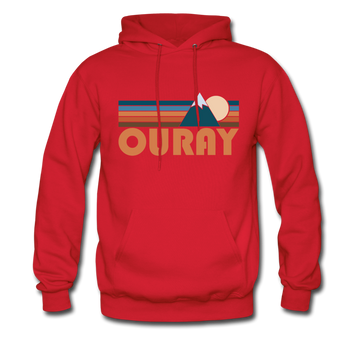 Ouray, Colorado Hoodie - Retro Mountain Ouray Crewneck Hooded Sweatshirt - red
