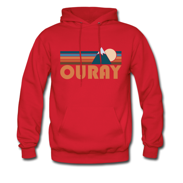 Ouray, Colorado Hoodie - Retro Mountain Ouray Crewneck Hooded Sweatshirt - red