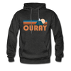 Ouray, Colorado Hoodie - Retro Mountain Ouray Crewneck Hooded Sweatshirt - charcoal gray