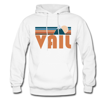 Vail, Colorado Hoodie - Retro Mountain Vail Crewneck Hooded Sweatshirt - white