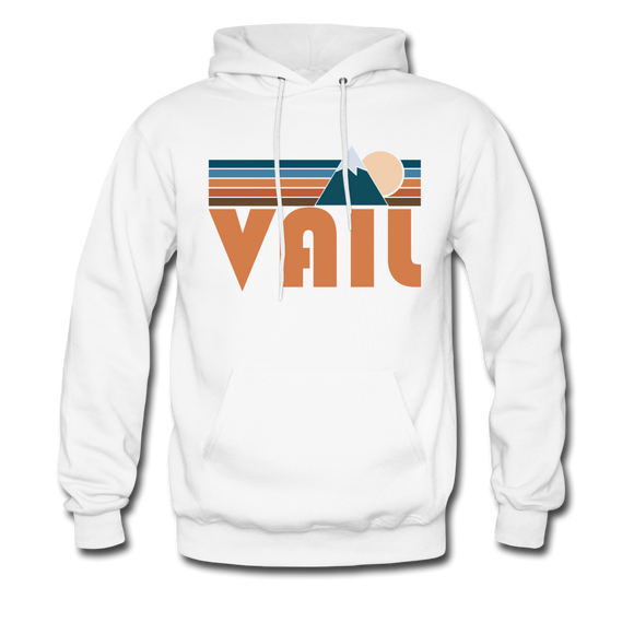 Vail, Colorado Hoodie - Retro Mountain Vail Crewneck Hooded Sweatshirt - white