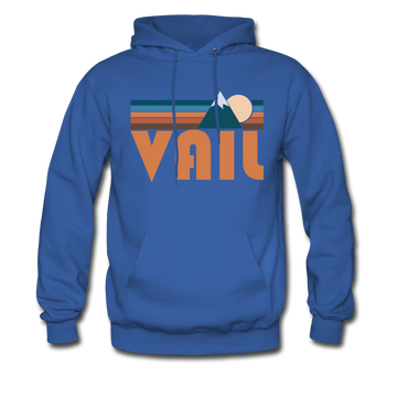 Vail, Colorado Hoodie - Retro Mountain Vail Crewneck Hooded Sweatshirt - royal blue