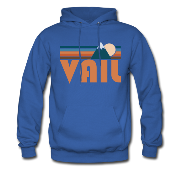 Vail, Colorado Hoodie - Retro Mountain Vail Crewneck Hooded Sweatshirt - royal blue