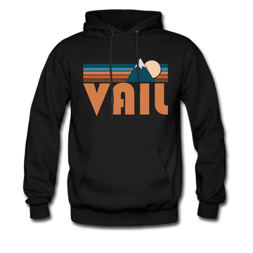 Vail, Colorado Hoodie - Retro Mountain Vail Crewneck Hooded Sweatshirt - black