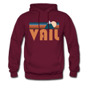 Vail, Colorado Hoodie - Retro Mountain Vail Crewneck Hooded Sweatshirt - burgundy