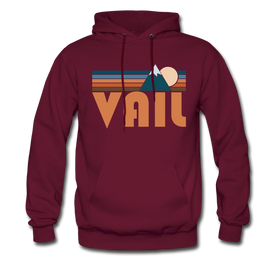 Vail, Colorado Hoodie - Retro Mountain Vail Crewneck Hooded Sweatshirt - burgundy