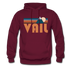Vail, Colorado Hoodie - Retro Mountain Vail Crewneck Hooded Sweatshirt - burgundy
