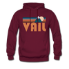 Vail, Colorado Hoodie - Retro Mountain Vail Crewneck Hooded Sweatshirt - burgundy