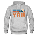 Vail, Colorado Hoodie - Retro Mountain Vail Crewneck Hooded Sweatshirt - heather gray