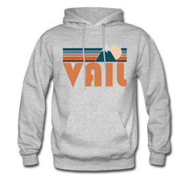 Vail, Colorado Hoodie - Retro Mountain Vail Crewneck Hooded Sweatshirt - heather gray