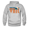 Vail, Colorado Hoodie - Retro Mountain Vail Crewneck Hooded Sweatshirt - heather gray