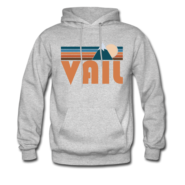 Vail, Colorado Hoodie - Retro Mountain Vail Crewneck Hooded Sweatshirt - heather gray