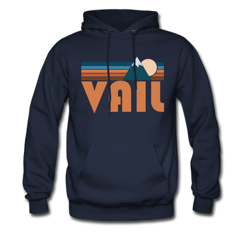 Vail, Colorado Hoodie - Retro Mountain Vail Crewneck Hooded Sweatshirt - navy