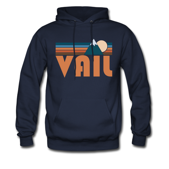 Vail, Colorado Hoodie - Retro Mountain Vail Crewneck Hooded Sweatshirt - navy