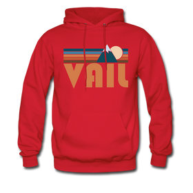 Vail, Colorado Hoodie - Retro Mountain Vail Crewneck Hooded Sweatshirt - red