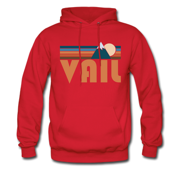 Vail, Colorado Hoodie - Retro Mountain Vail Crewneck Hooded Sweatshirt - red