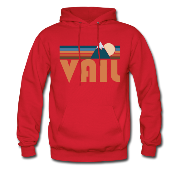 Vail, Colorado Hoodie - Retro Mountain Vail Crewneck Hooded Sweatshirt - red