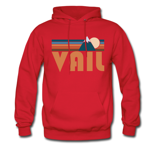 Vail, Colorado Hoodie - Retro Mountain Vail Crewneck Hooded Sweatshirt - red