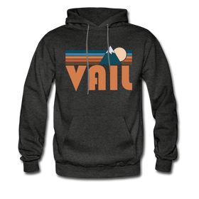 Vail, Colorado Hoodie - Retro Mountain Vail Crewneck Hooded Sweatshirt - charcoal gray