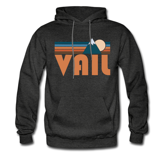 Vail, Colorado Hoodie - Retro Mountain Vail Crewneck Hooded Sweatshirt - charcoal gray