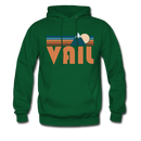 Vail, Colorado Hoodie - Retro Mountain Vail Crewneck Hooded Sweatshirt - forest green