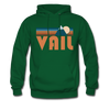 Vail, Colorado Hoodie - Retro Mountain Vail Crewneck Hooded Sweatshirt - forest green