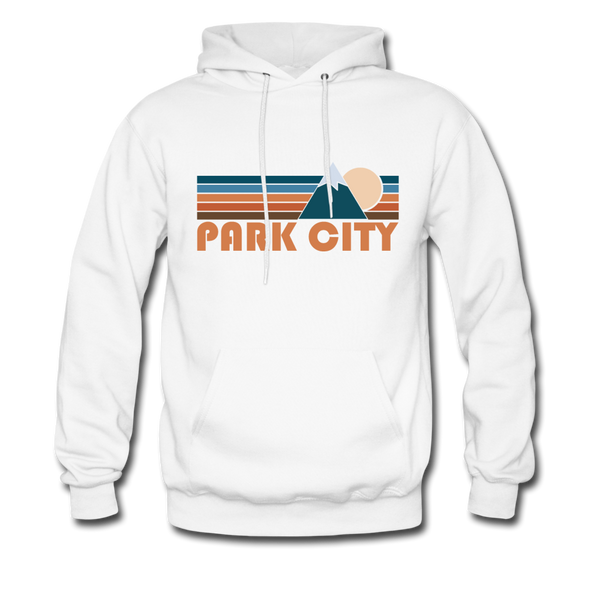 Park City, Utah Hoodie - Retro Mountain Park City Crewneck Hooded Sweatshirt - white
