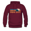 Park City, Utah Hoodie - Retro Mountain Park City Crewneck Hooded Sweatshirt - burgundy