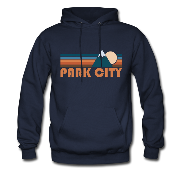 Park City, Utah Hoodie - Retro Mountain Park City Crewneck Hooded Sweatshirt - navy