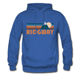 Ridgway, Colorado Hoodie - Retro Mountain Ridgway Crewneck Hooded Sweatshirt - royal blue